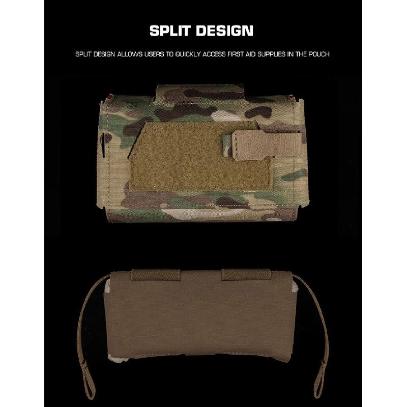 Compact V3 GEN3 Trauma Pouch, Camo MD2 IFAK Tactical First Aid Bag, Medical Utility Pouch For Hunting Vest Plate Carrier Waist Belt Gear