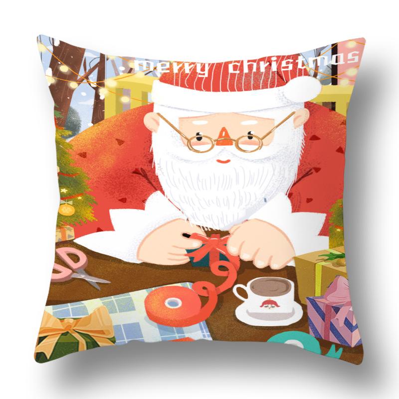 Christmas Pillowcase Cartoon Santa Claus Home Sofa Car Cushion Printed Pillowcase