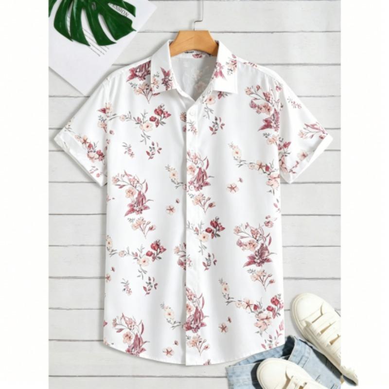Multiple Colors Available Flower Printing Shirt Summer Hawaiian Beach Vacation Clothing Men's Fashion Street Style Shirt Daily Men's and Women's Shirt