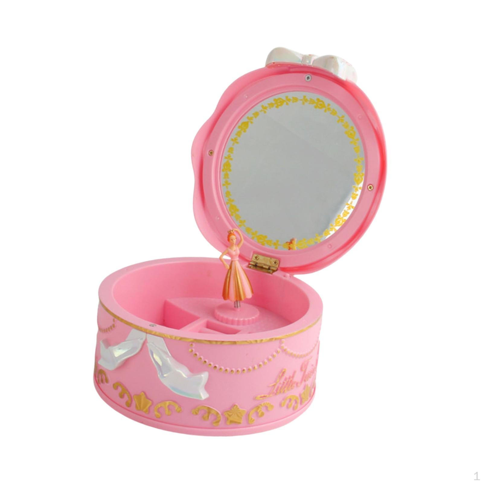 

Музыкальная шкатулка для хранения ювелирных изделий в стиле балета с зеркалом для макияжа, многофункциональная розовый