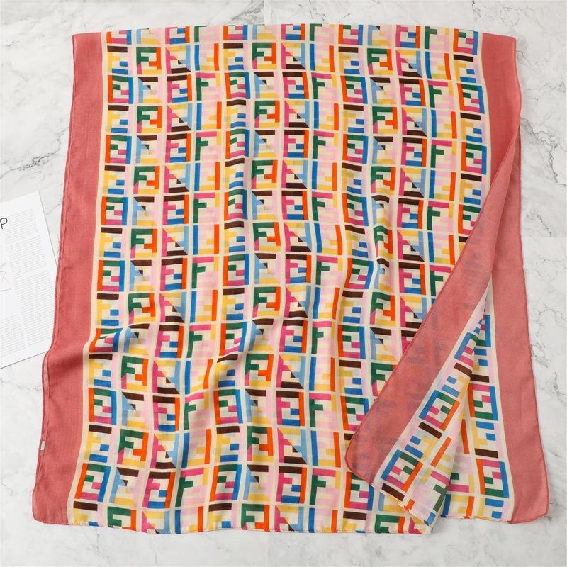 Color Letter Scarf Female Star Long Shawl Thin Cotton and Linen Autumn and Winter Scarf Fashion Color Matching Versatile
