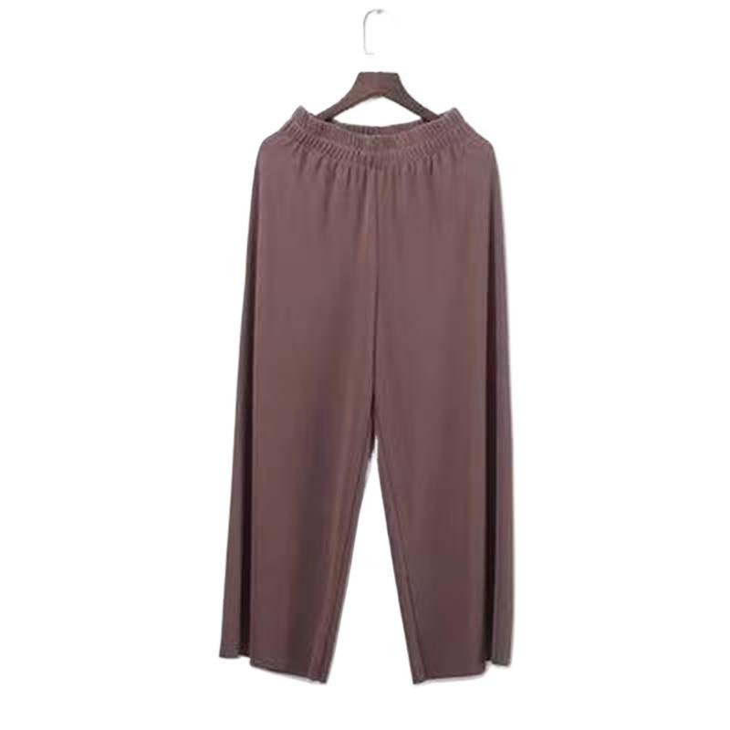 2026 Women's Plus Size High Waist Ice Silk Wide-Leg Summer Pants