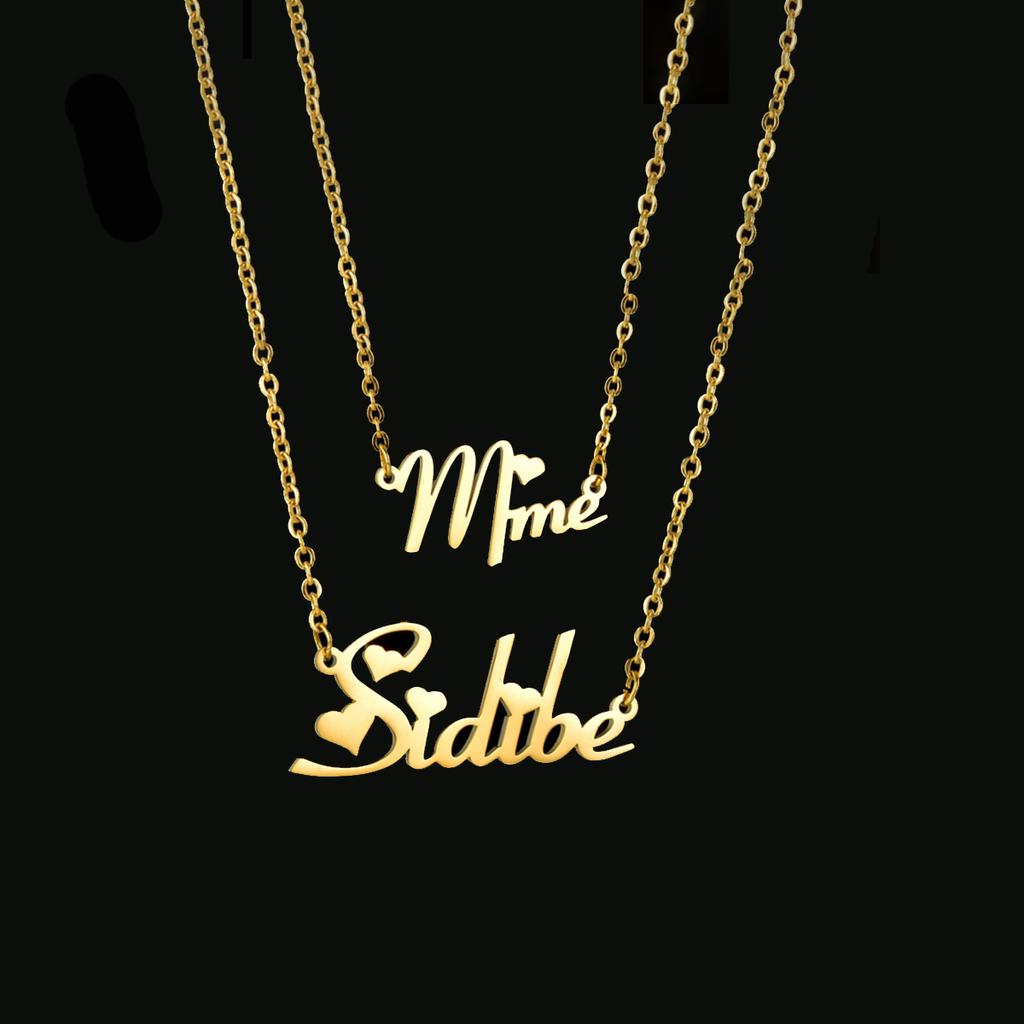 Atoztide Personalized Custom 2 Layer Names Pendant Necklace for Women Stainless Steel Heart Cross Fashion Christmas Jewelry Gift