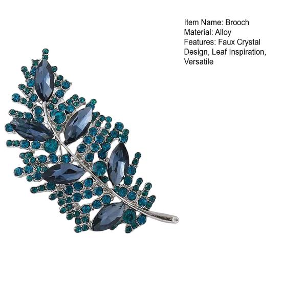 Brooch Pin Imitation Crystal Inlaid Leaf Design Pin-Type Collar Fixer Embellishment Shirts Cardigans Coats Suits Badge