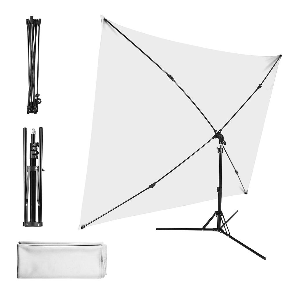 Andoer 2x1.5m/ 6.5x4.9ft White Photo Backdrop Photography Background Screen with Adjustable Tripod
