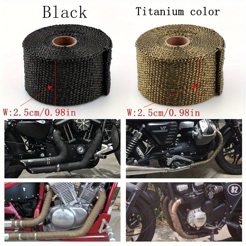 1 Roll Motorcycle Exhaust Thermal Tape Sports Muffler Wrap 2.5cmX5M Heat Shield Resistant Heat with Stainless Ties Dirt Bike Car