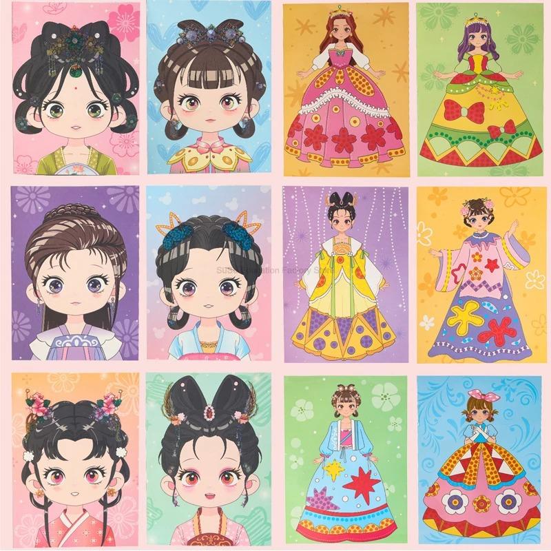 Princess Craft Kit Make-up, 2025 Neues Malen Prinzessin Buch Make-up Bastelsets Folienkunstbücher, Basteln DIY Make-ups, Kinder Make-up Sets für Mädchen 5-8