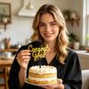 Big Graduation Cap Black And Gold Double-layer Congrats Grad Cake Decoration