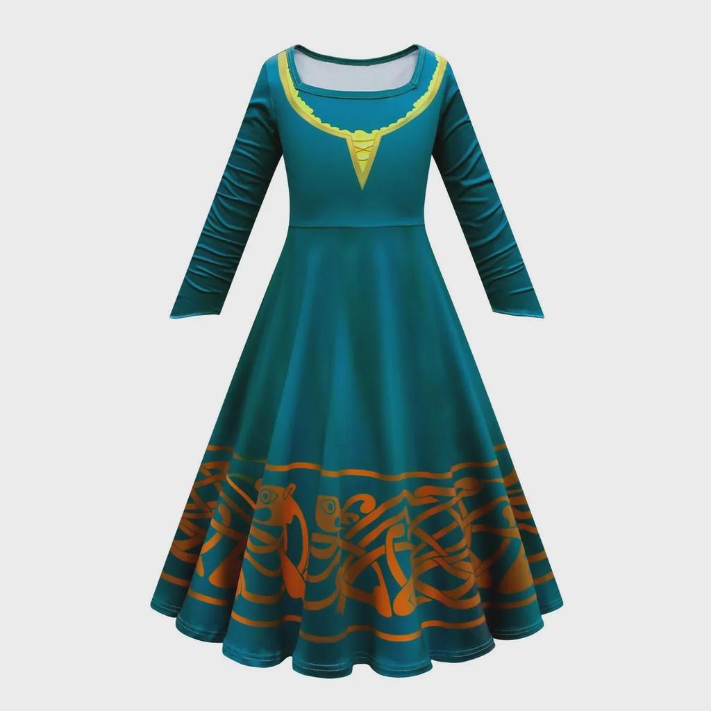 Statečná legenda Merida Dívčí Halloweenský set dlouhé sukně a pláště