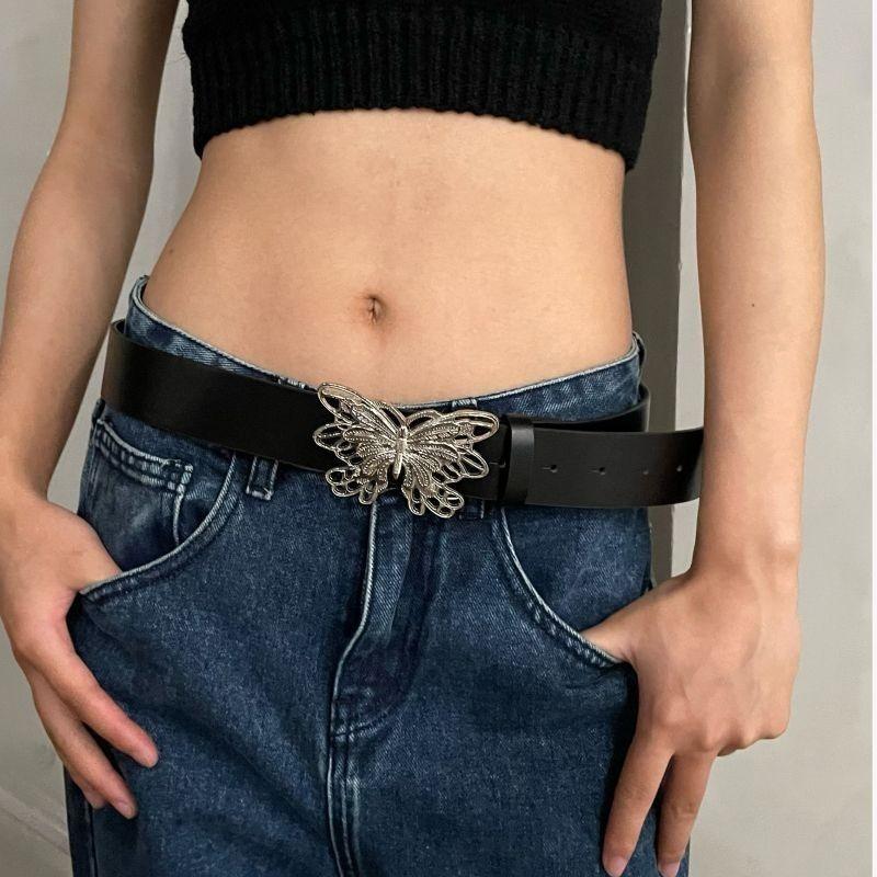 Hollow Metal Sophisticated Butterfly Automatic Belt For Womens Fashionable Look