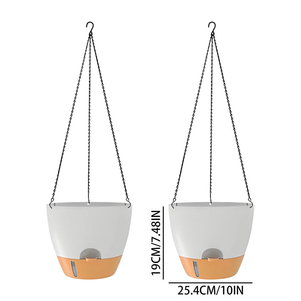 2pcs Self Watering Pots for Indoor Plants Flower Pots Planter with Drainage Holes Plant Hanger Home Office Decor