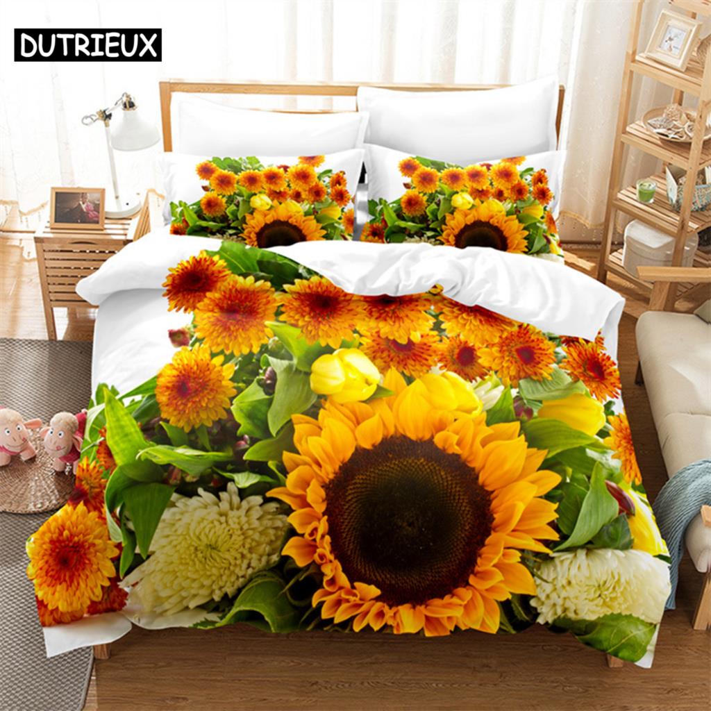 Sunflower Queen Bedding Set Duvet Cover Set Kids Bedding Digital Printing Bed Linen King Size Duvet Cover Set Bedding Set