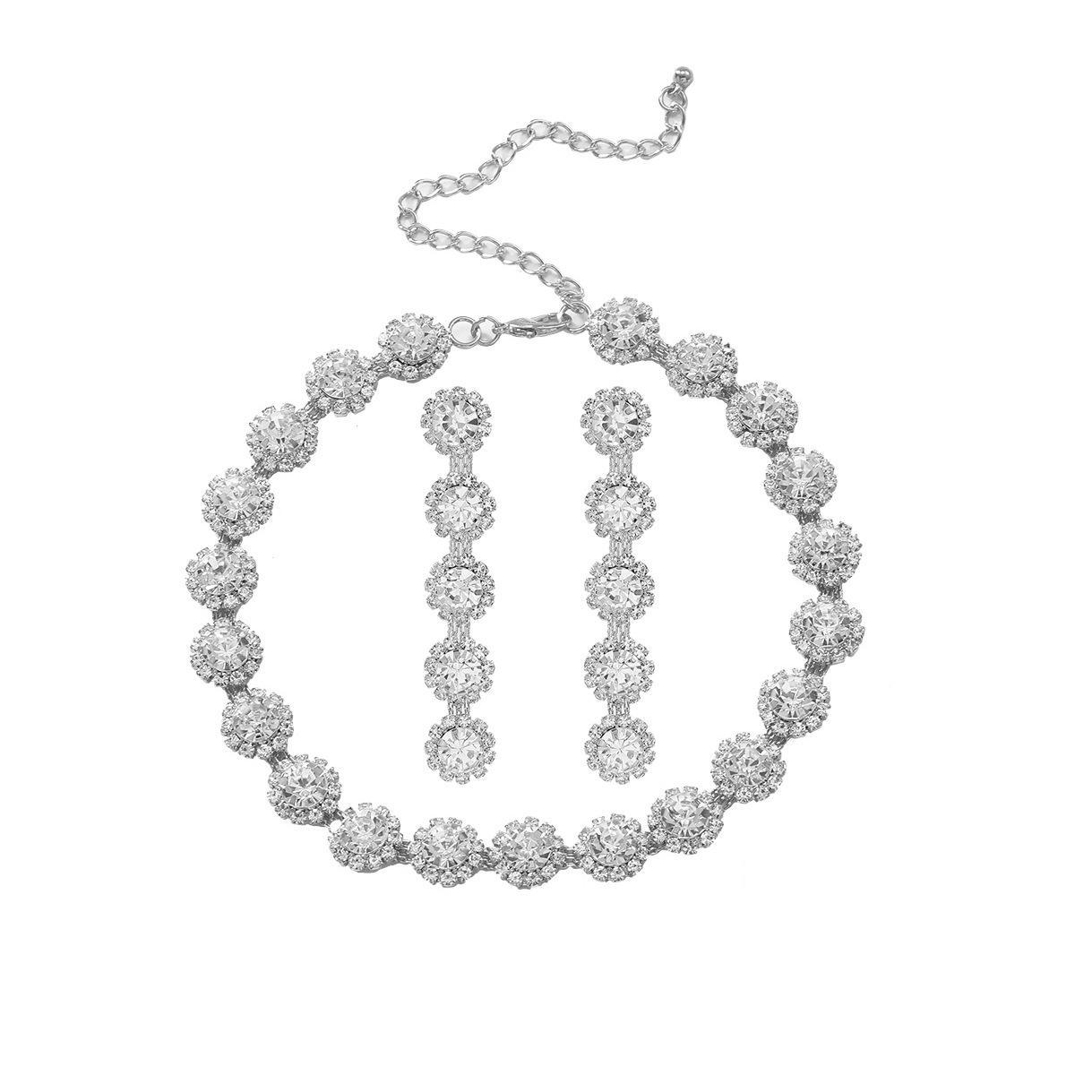 

Винтажный комплект из ожерелья и серег с драгоценными камнями и бриллиантами на ключицу для женщин серебряный