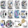 Real Metal Inlaid Zirconium Charms Beads Snowflake Butterflies Pendant Clasp Original Accessories Bracelets Make your own Accessory Elegant Fashion