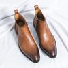 Fashion Brand Men Side Zipper Business Chelsea Shoes Casual Leather Outdoor Motorcycle Boots Fashion Handmade Flat Designer Ankle Boots