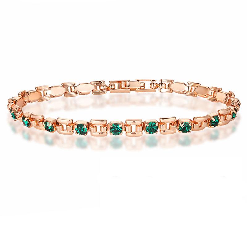 9 Color Women Girls Pink/Green/White/Red/Blue Cubic Zircon Stone Bracelets Wrist Square Shaped Bracelets