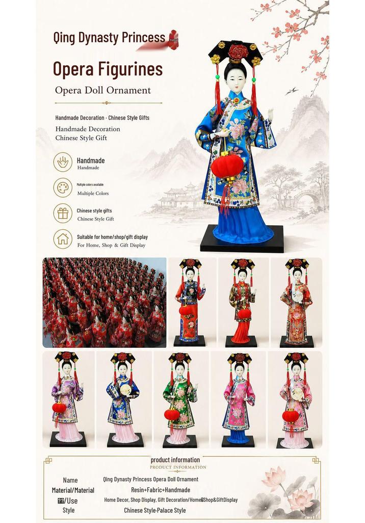 Csing-dinasztia hercegnő selyembabák - Pekingi opera ajándékok és kézműves dekorációk