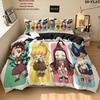 Demon Slayer Kimetsu No Yaiba Muster Bettwäsche Bettdecke Set Bettbezug Kissenbezug Zuhause Geburtstagsgeschenk(1 Bettbezug + 2 Kissenbezüge, ohne Füllung)