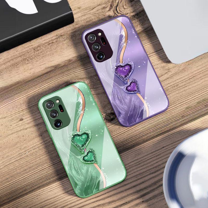 Amber Double Love For Samsung Galaxy Note 8 9 10 PRO 20 Ultra A01 02 03 Core 04E 4G 12 13 5G Tempering Glass Phone Case