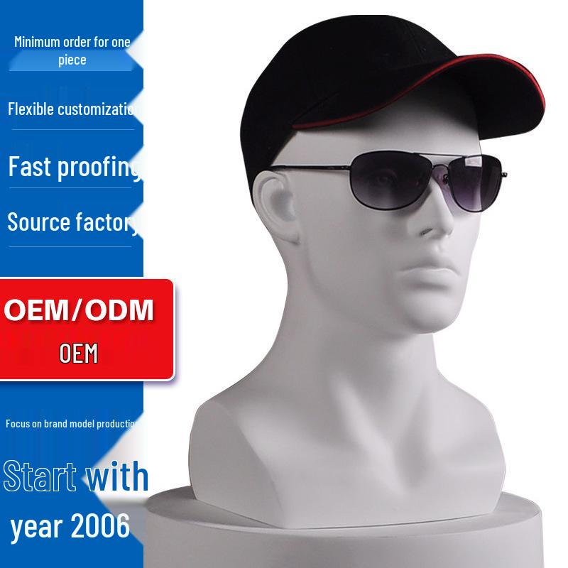 Male Mannequin Head with Shoulders for Hat, Wig, and Eyewear Display