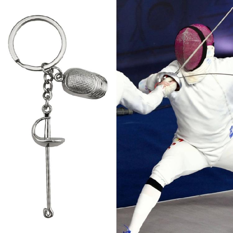 Pocket Sized Collectible Metal Keyring Pendant Handmade Zinc Alloy Keychain Bag Ornament for Fencing Sport Admirers