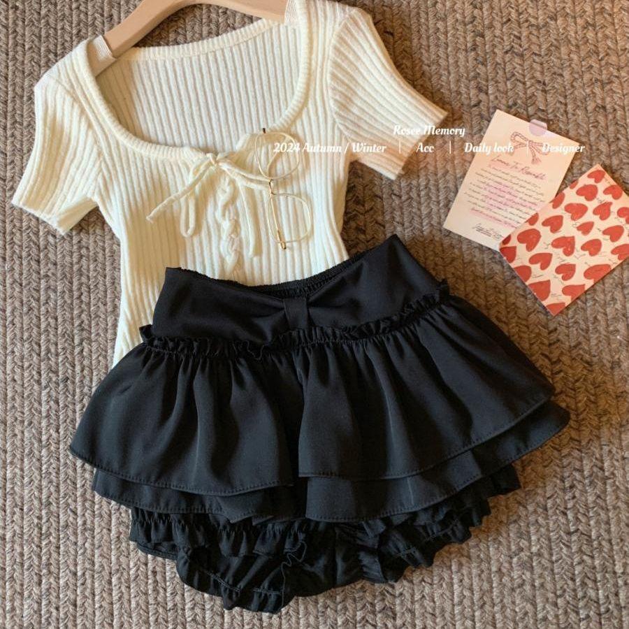 

Fluffy and Thin Design Skirt Spring and Summer Versatile Cake Skirt A Word XL