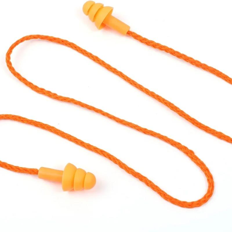 Noise Cancelling Ear Plugs Waterproof Swimming Soft Silicone Corded Earplugs Ears Protector Reusable Headwear Earplugs With Rope