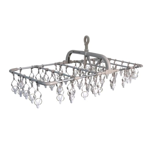 Twin Mall Laundry Drying Rack, Laundry Hanger, Pinch Hanger, Large Capacity, 52 Pinch, Beige, White, Horizontal Aluminum Hanger, IC-03