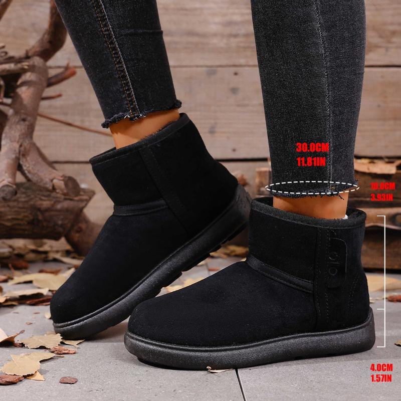 Winter Thick Bottomed Lined Large Head Snow Boots Comfortable Women Warm Short Tube Bread Cotton Shoes Round Toe Boots for Women