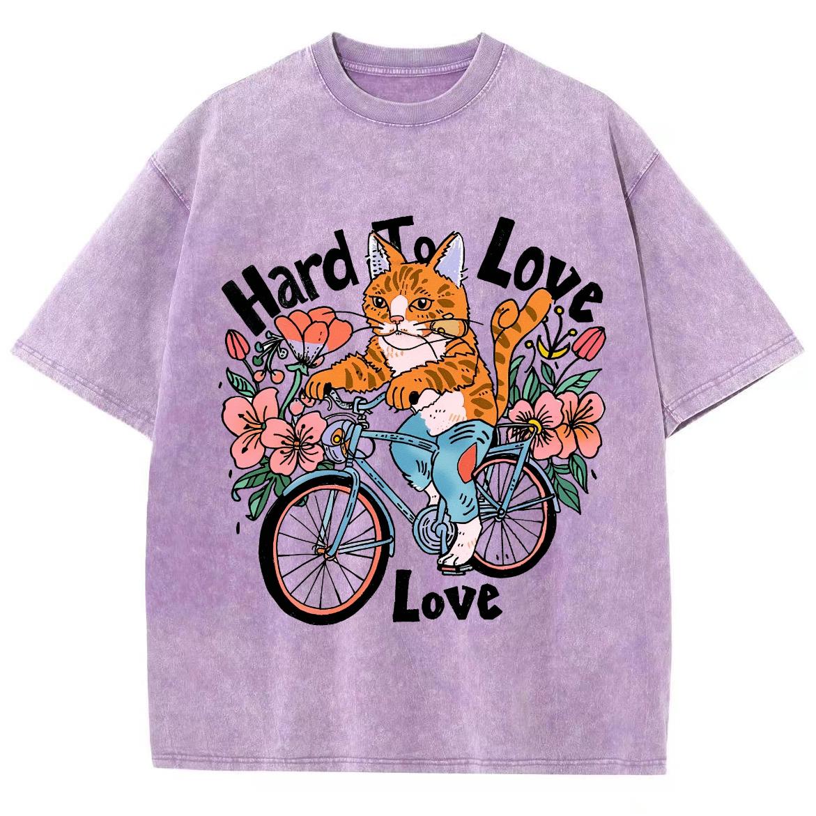 

Повседневная женская хлопковая футболка с эффектом стирки, летняя, с принтом кошек, катающихся на велосипедах, уличные топы оверсайз, модная одежда с круглым вырезом 3XL