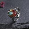 S Silver Natural Kyanite Ring Simple Style Fine  Anniversary Engagement Party Gift for Women Labradorite Ring