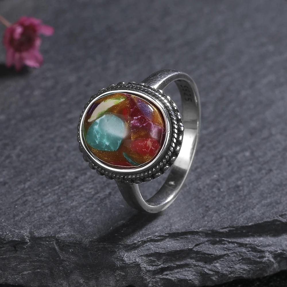 S Silver Natural Kyanite Ring Simple Style Fine  Anniversary Engagement Party Gift for Women Labradorite Ring