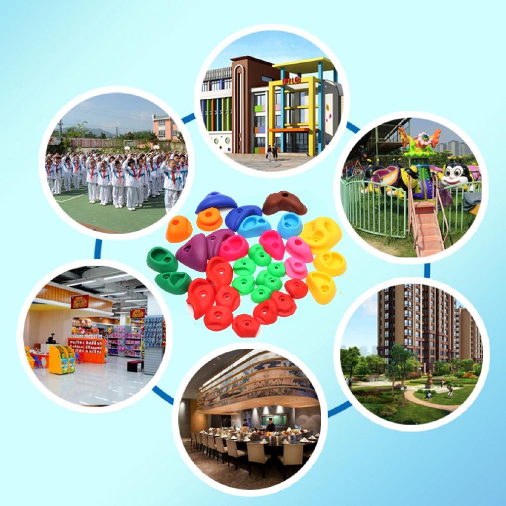 32Pcs Children's Climbing Wall Plastic Stones Holds Hand Feet Starter Rock Holder+Screws