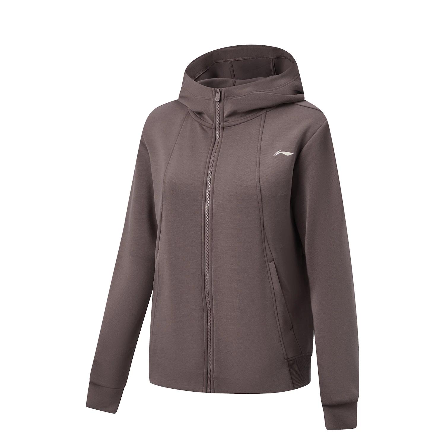 

Li-Ning Solid Color Zipper Hooded Loose Sweatshirt Women tops AWDW078-2 L