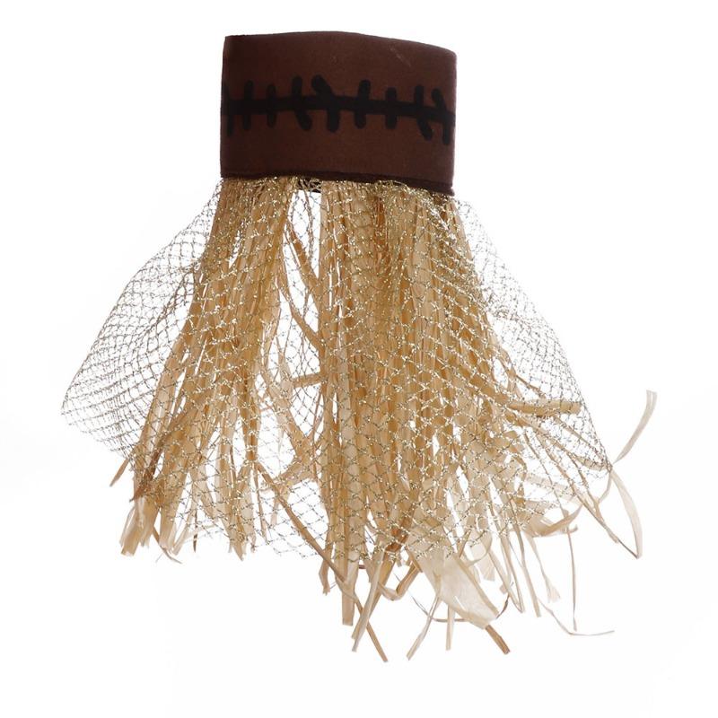 4pcs Set of Straw Props Carnival Party Decoration Set Halloween Adult Hat Glove Necklace Cosplay