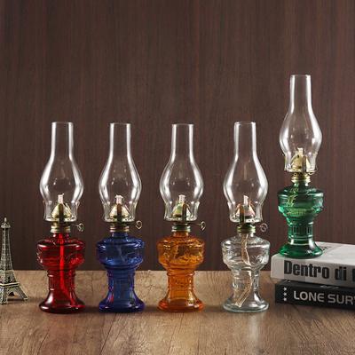 Rustic Oil Lamp Lantern Vintage Glass Kerosene Lamp Chamber Oil Lamps for Indoor Use Home Decor Lighting Oil Lantern