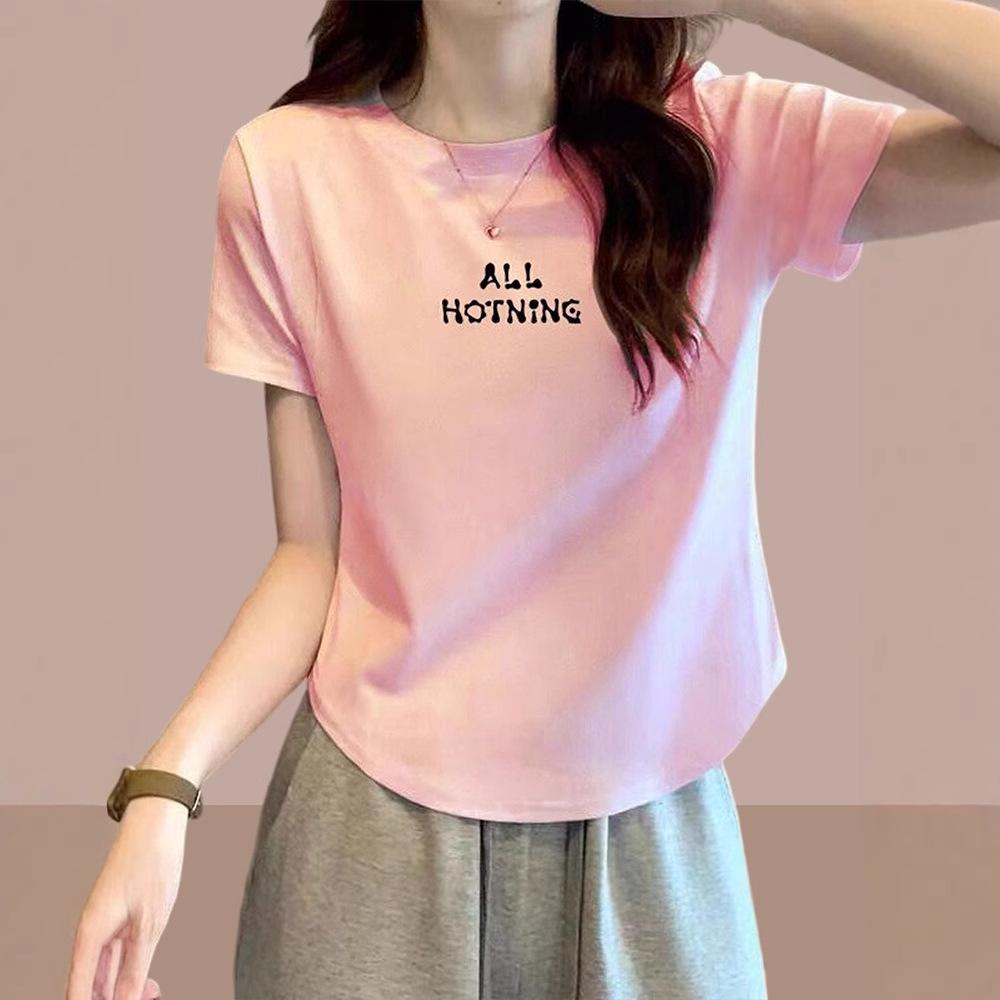 

Cotton short-sleeved t-shirt women s 2025 summer new slim-fit short small bottoming shirt women s clothes XXL