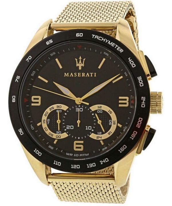

Мужские часы Maserati Traguardo Chronograph Золотистый тон Нержавеющая сталь Черный циферблат Кварцевые R8873612010 100М
