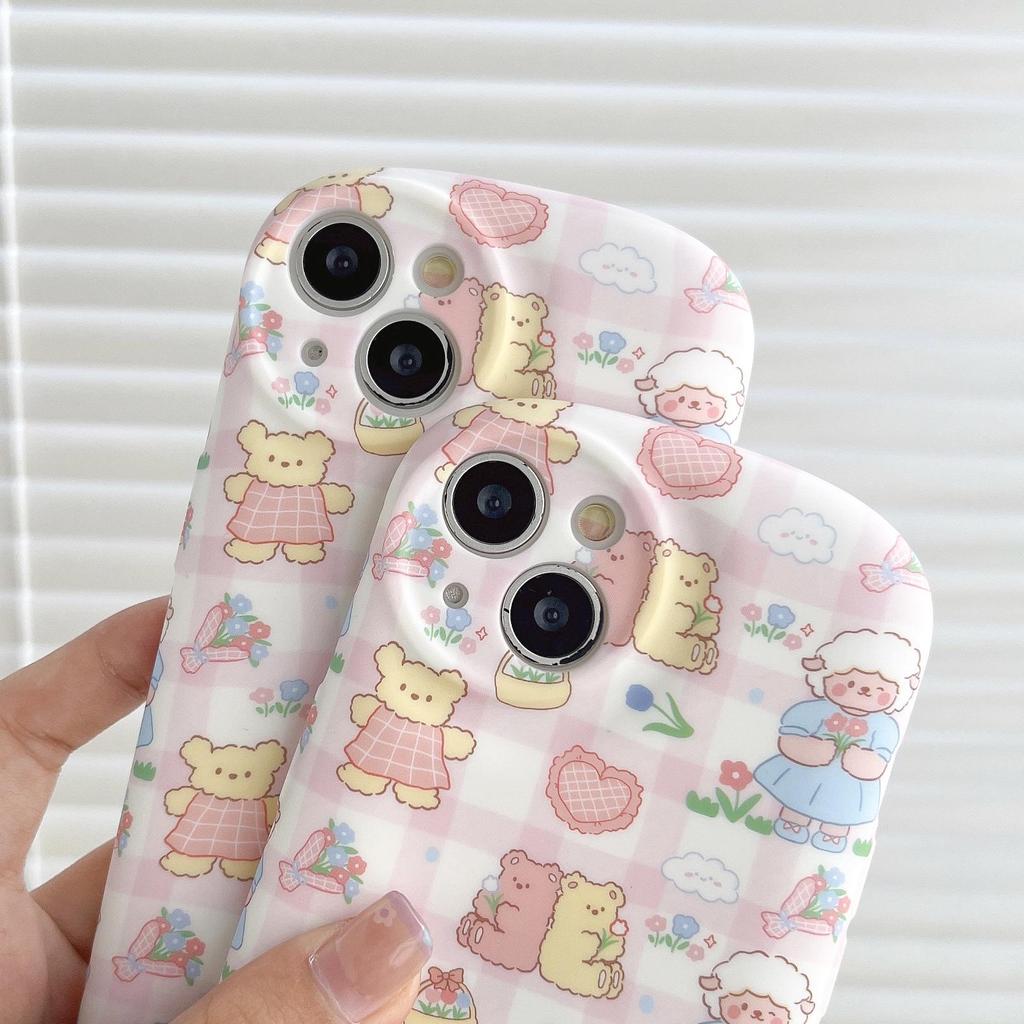 Pink Cartoon Bear Case for iPhone 15 Pro Max/14/13