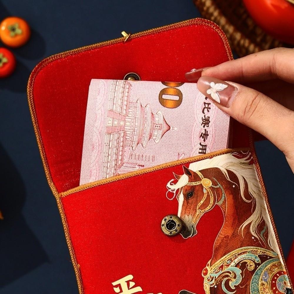 2026 Horse Year Lucky Money Bag Blessing Pattern Red Pocket Money Envelopes Chinese New Year
