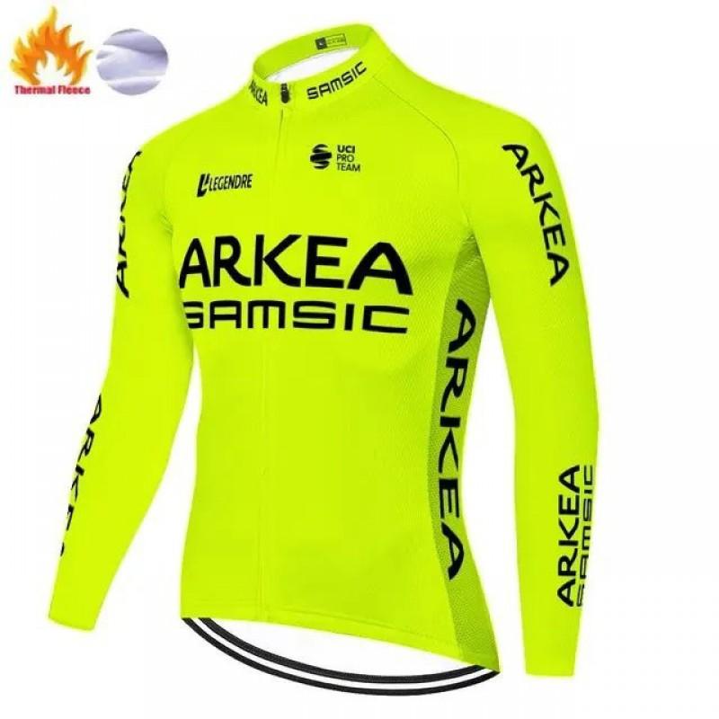 ARKEA Fleece Cycling Jersey Men Women Winter Thermal Long Sleeve Road Mountain Bike Riding Top