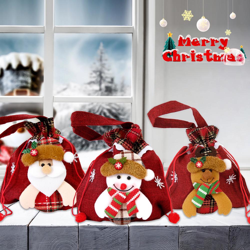 Christmas Candy Cartoon Bags For Kids Featuring Snowman Bear And Santa Designs