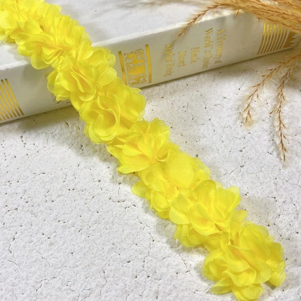 

10Yards New 5cm Width Chiffon Flowers Lace Multicolor 3D DIY Lace Handmade Ruffle Trim for Clothing Accessories