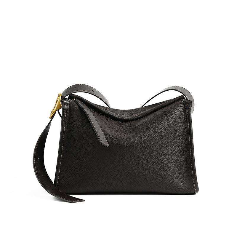 TOGO Top Layer Cowhide New Lazy Style High-end Single Shoulder Crossbody Bag Versatile Large Capacity Leather Pillow Bag For Women