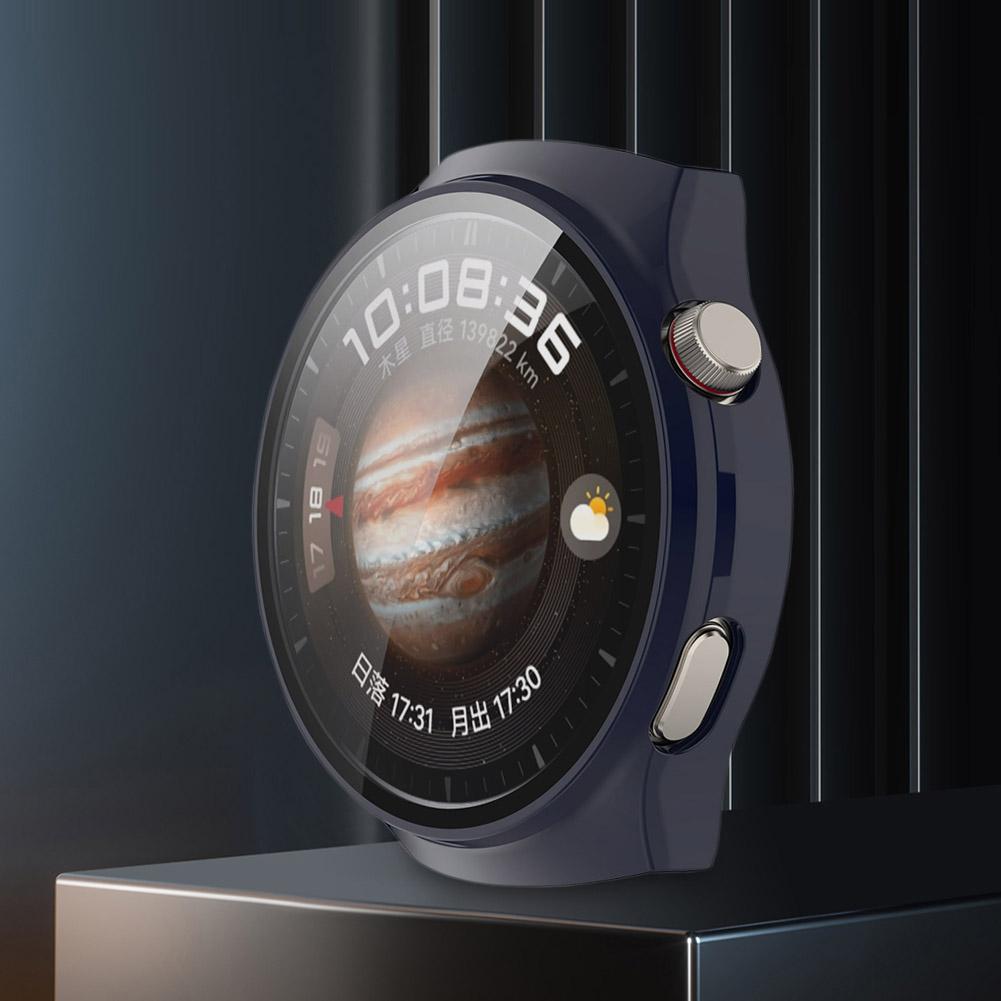 PC Watch Case Protective Case with Tempered Glass Full Coverage Frame Anti-Fall Dustproof for Huawei Watch 4 Pro Smart Watch