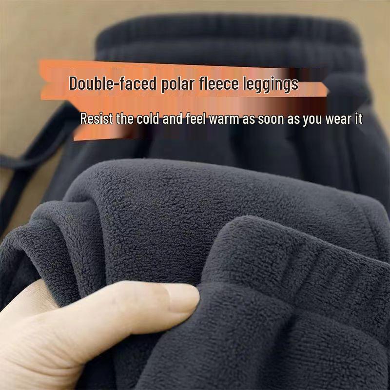 Unisex Heavyweight Fleece Windproof Sweatpants - Thick, Warm, Cuffed Outdoor Pants for Autumn and Winter