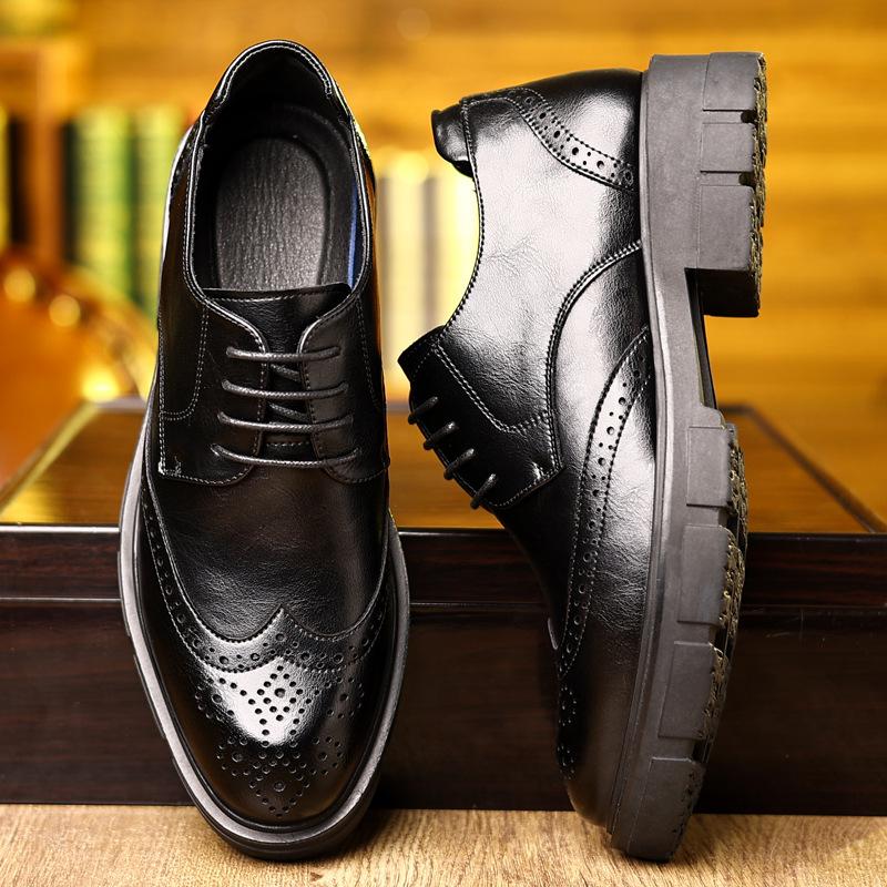 Kožené boty s vnitřním zvýšením 10 cm pánské boty Brock se zvýšením 8 cm společenské šaty platforma svatební boty muži