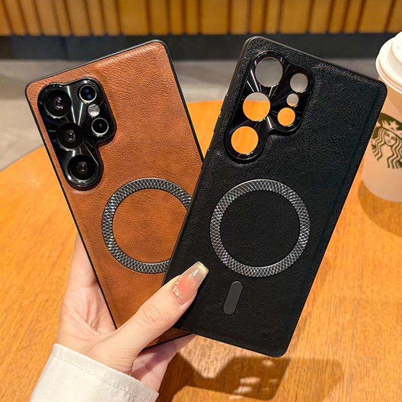 Magnetische Hülle für Samsung Galaxy A56 A16 A36 A55 A15 A54 A53 A25 M34 Hülle Leder Weich Stoßfest Mag-safe Metall Kamera Schale