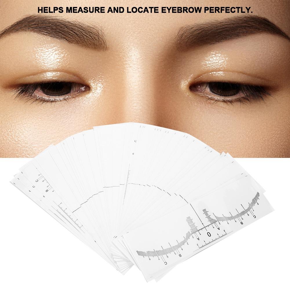 50Pcs Disposable Eyebrow Tattoo Ruler Sticker Microblading Measure Tool