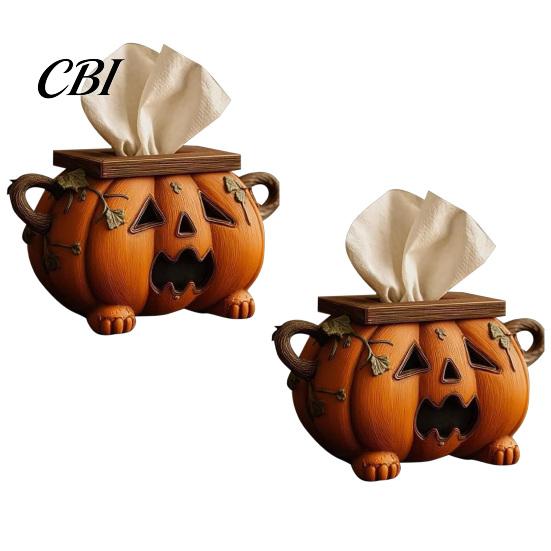 Functionele Vakantie Decoratie Halloween Pompoen Tissuebox, Decoratieve Gezichtsdoekjes Dispenser van Hars, Creatieve Papieren Handdoekhouder voor Keukenblad Feest